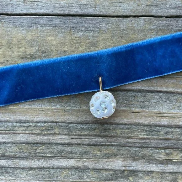 Blue Choker Women Necklace Blue Velvet Fashion Girl Jewelry New - Picture 3 of 9